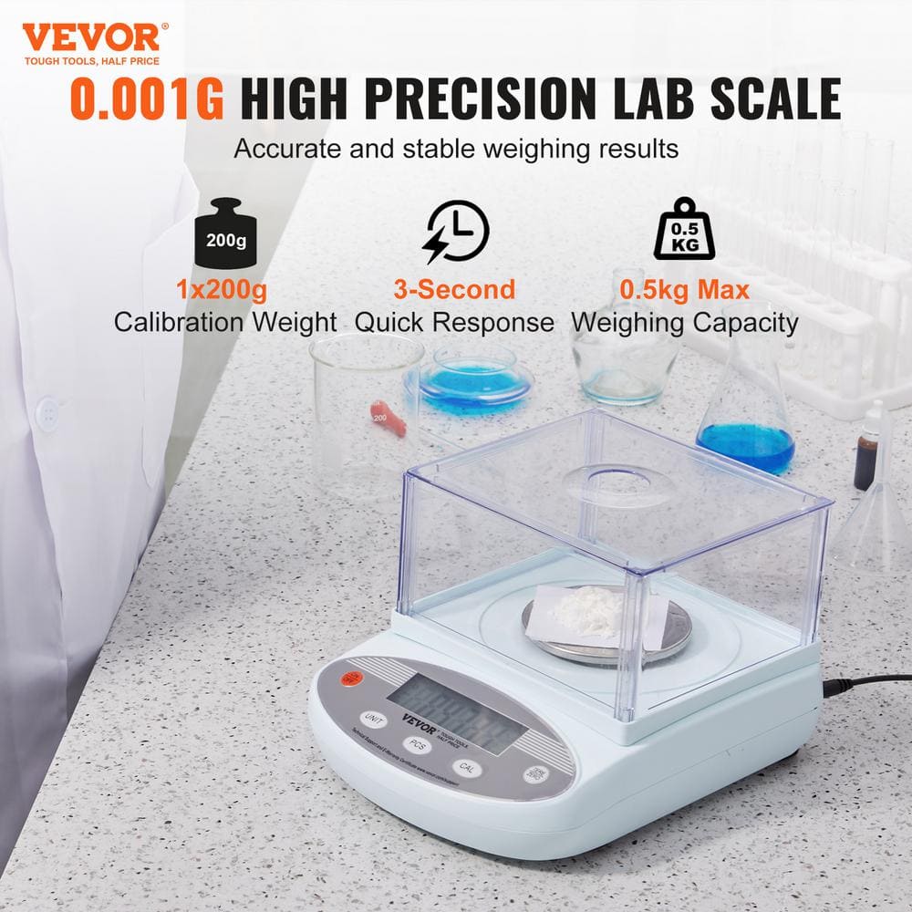 Analytical Balance, 500g x 0.001g Accuracy Precision LCD Food Scale, 13 Units Conversion Electronic Scientific Scale - Hercitys