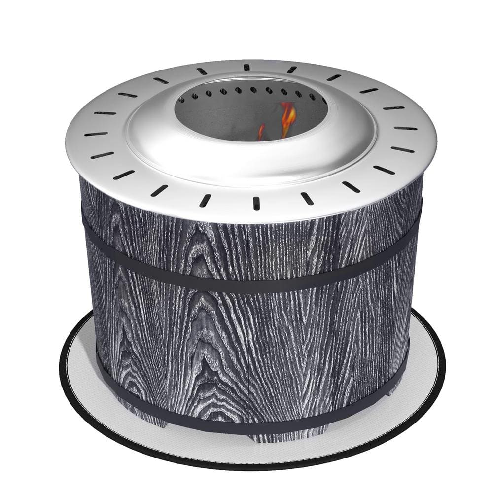 Smokeless Fire Pit Black 20 in. Barrel Style Portable Wood Burning Firepit - Hercitys