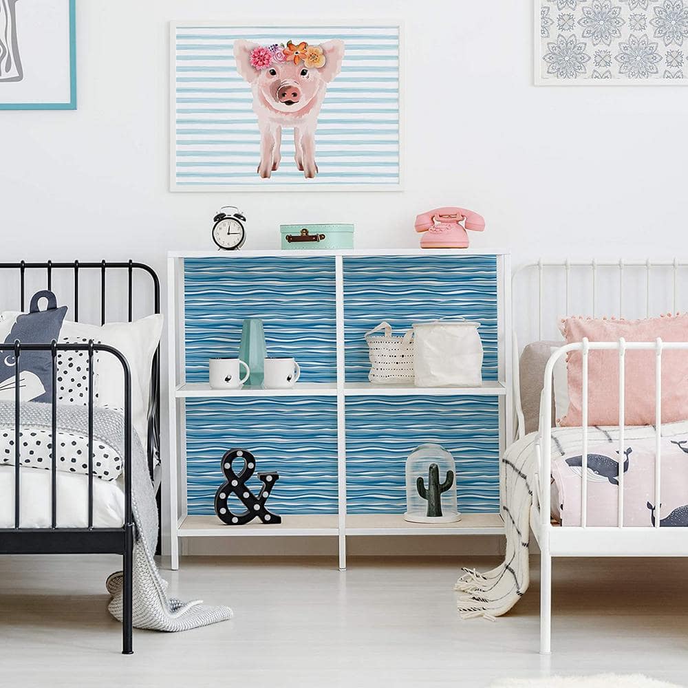 Creative Covering 18 in. x 50 ft. Wave Marina Self-Adhesive Vinyl Drawer and Shelf Liner (6 Rolls) - Hercitys