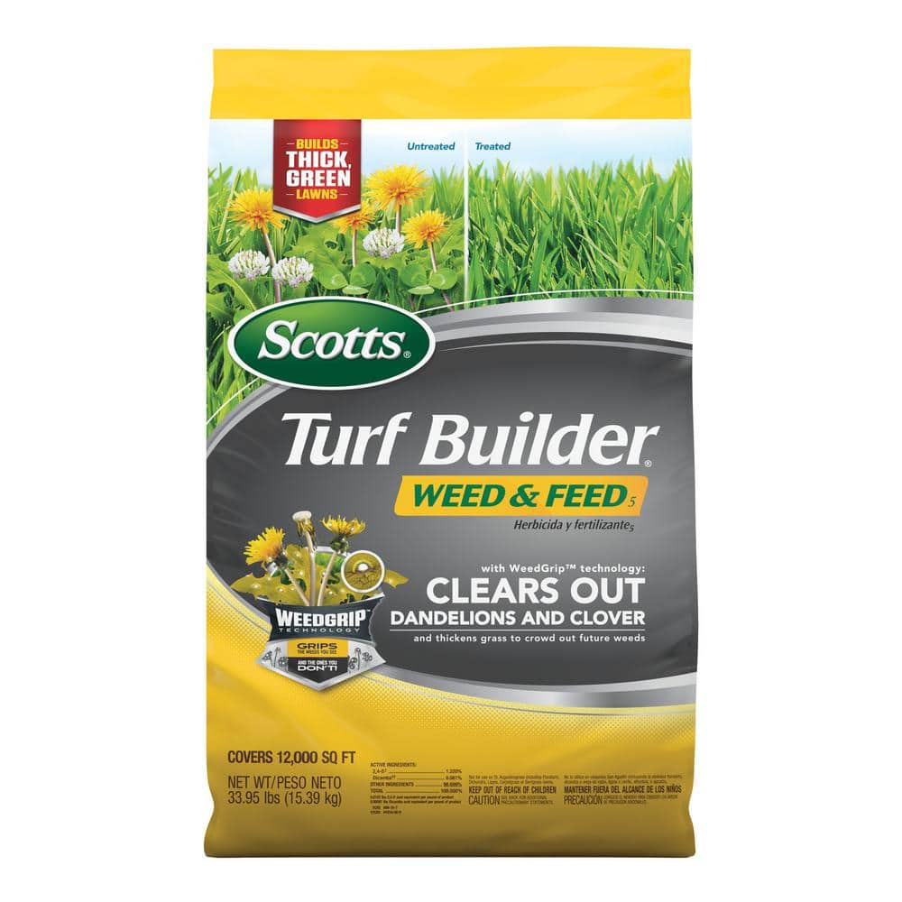 Turf Builder 33.95 lbs. 12,000 sq. ft. Weed and Feed5, Weed Killer Plus Lawn Fertilizer - Hercitys