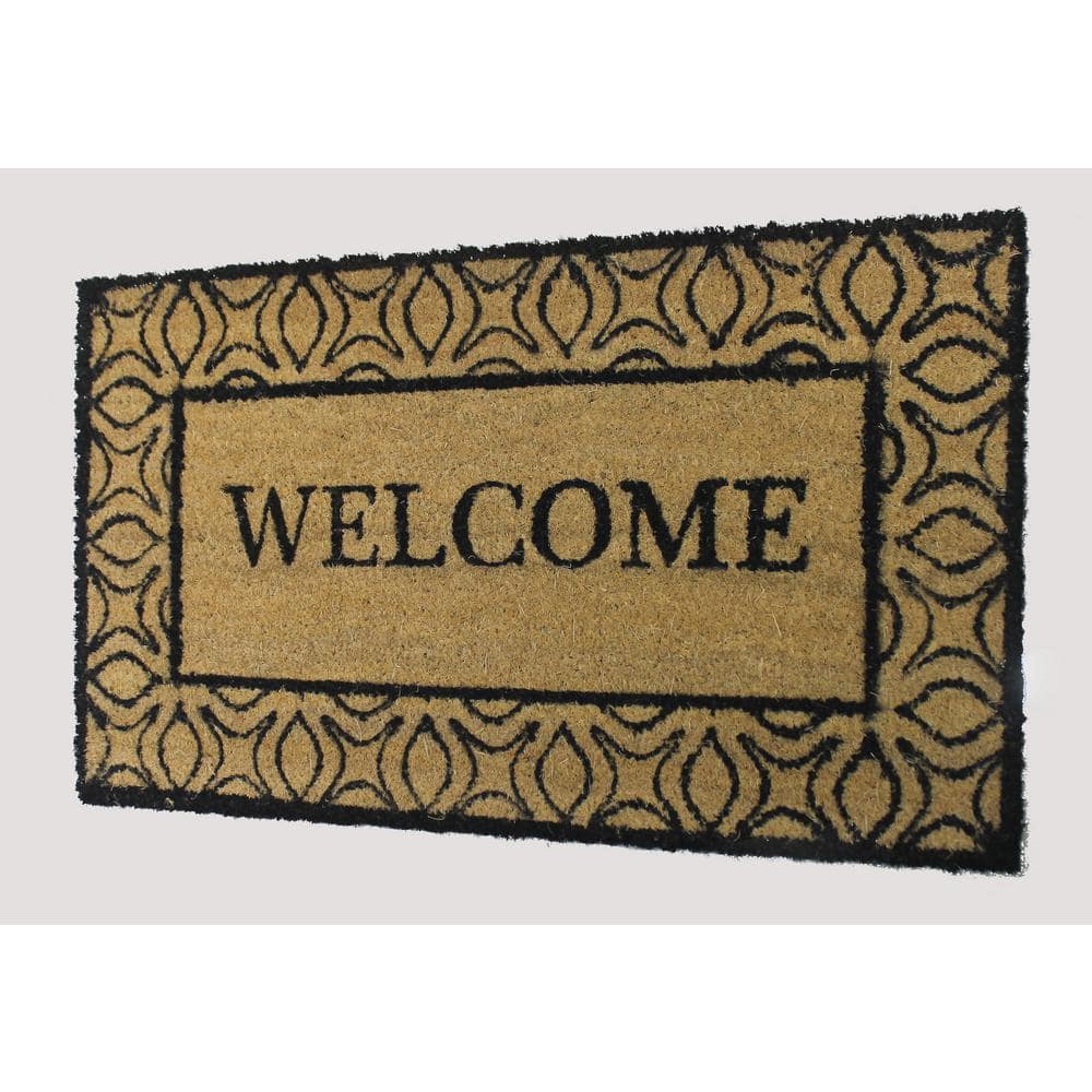 Welcome Natural 18 in. W x 30 in. L Coir Non-Slip Indoor Outdoor Door Mat - Hercitys