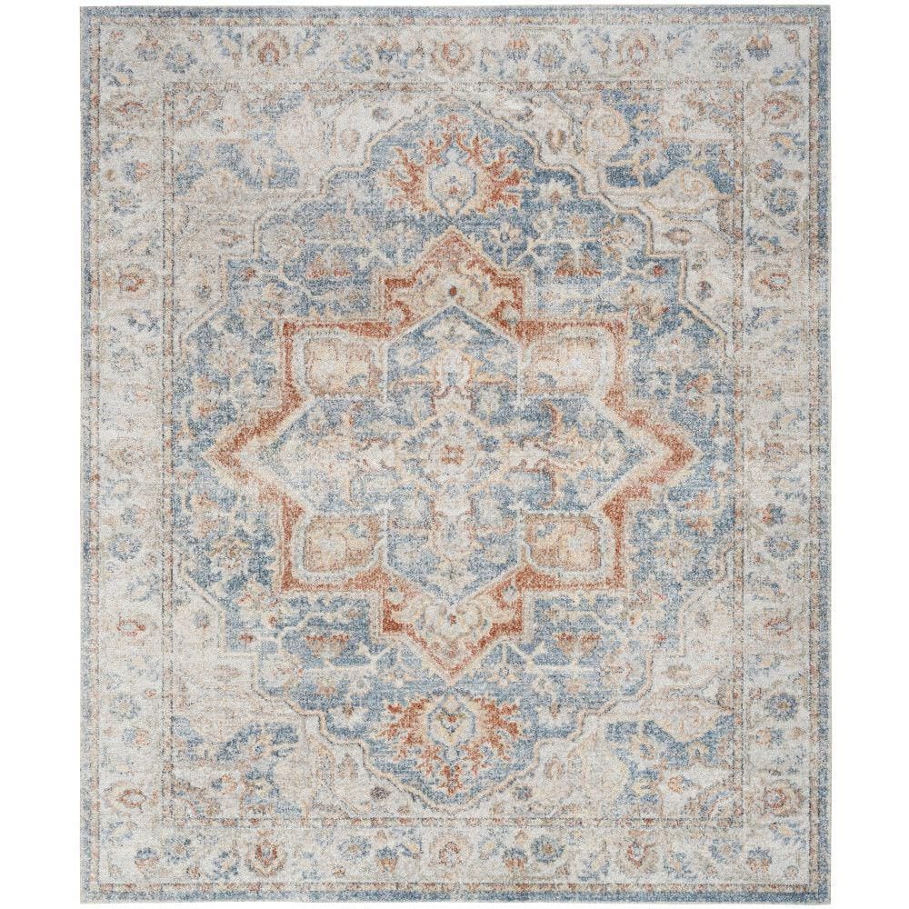 Astra Machine Washable Denim Multi 9 ft. x 12 ft. Distressed Traditional Area Rug - Hercitys