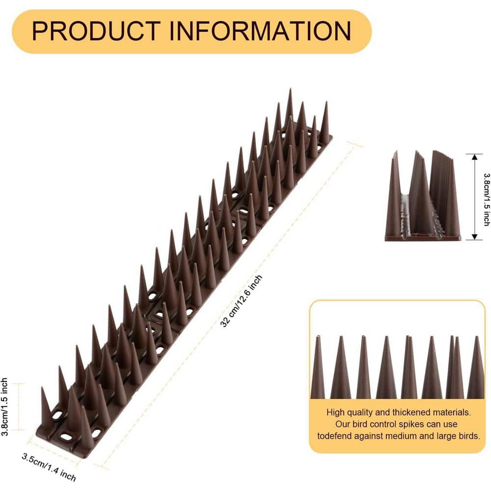 Plastic Bird Spikes 12.5 in. Length 1.37 in. Width 1.5 in. Height Brown - Hercitys