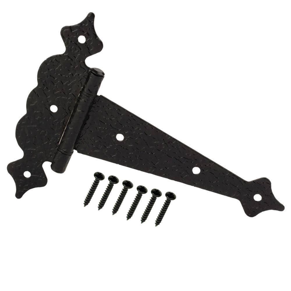6 in. Standard  Black Decorative Hammered Tee Hinge - Hercitys