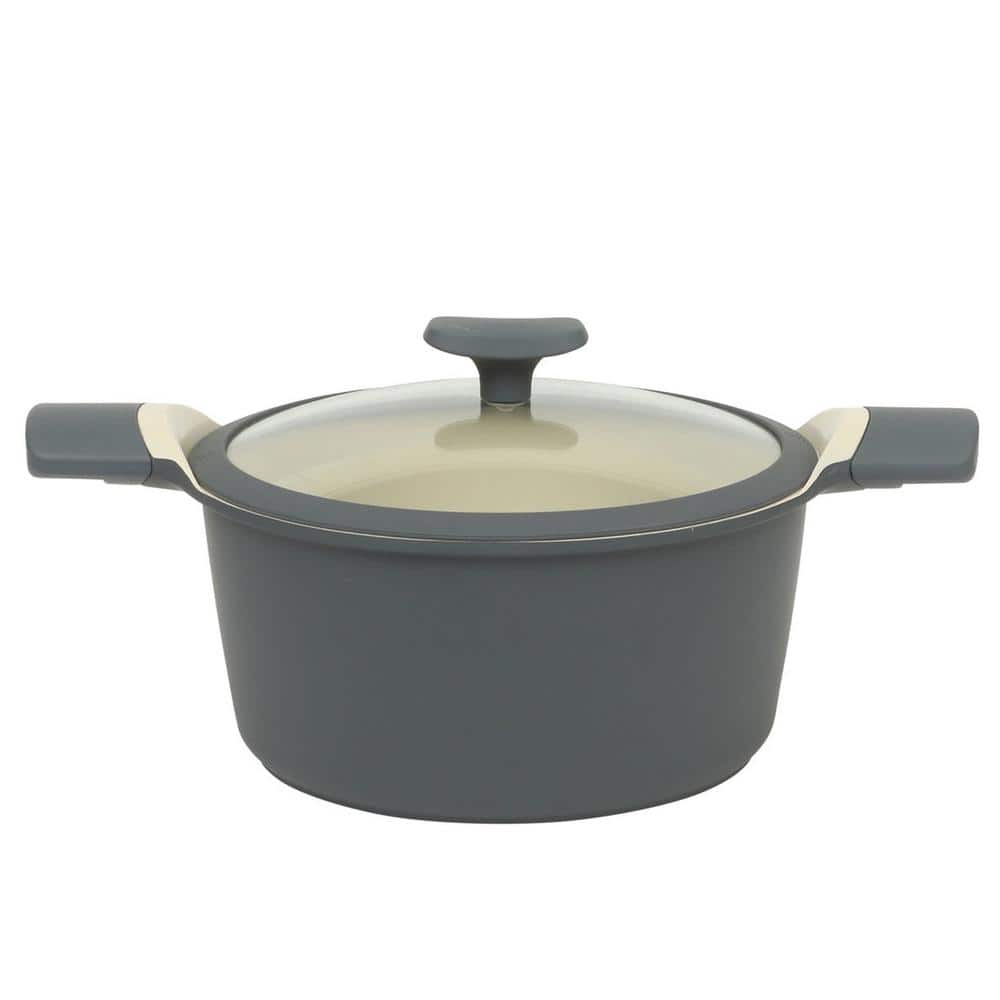 Rooney 5 qt. Ceramic Nonstick Cast Aluminum Dutch Oven with Lid in Grey - Hercitys