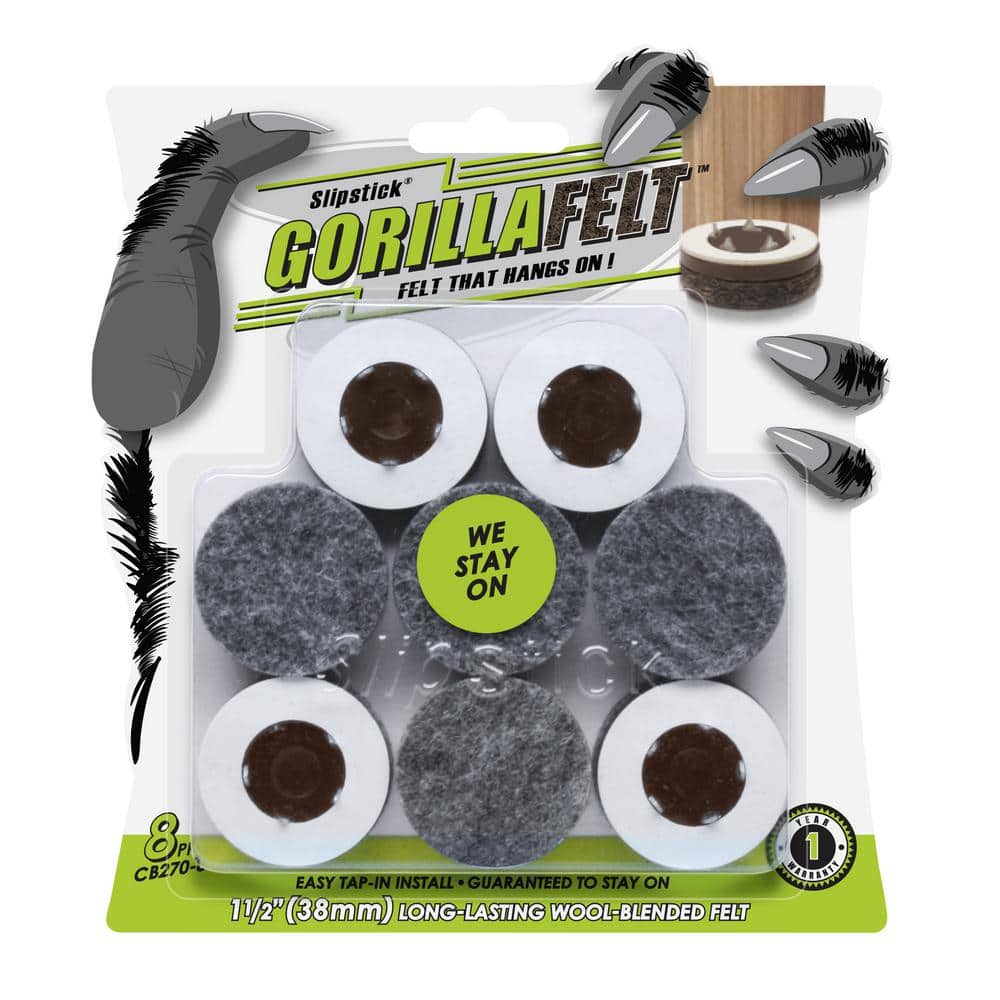 GorillaFelt 1-1/2 in. Tap-In Wool Blended Felt Pads (8-pack) - Hercitys