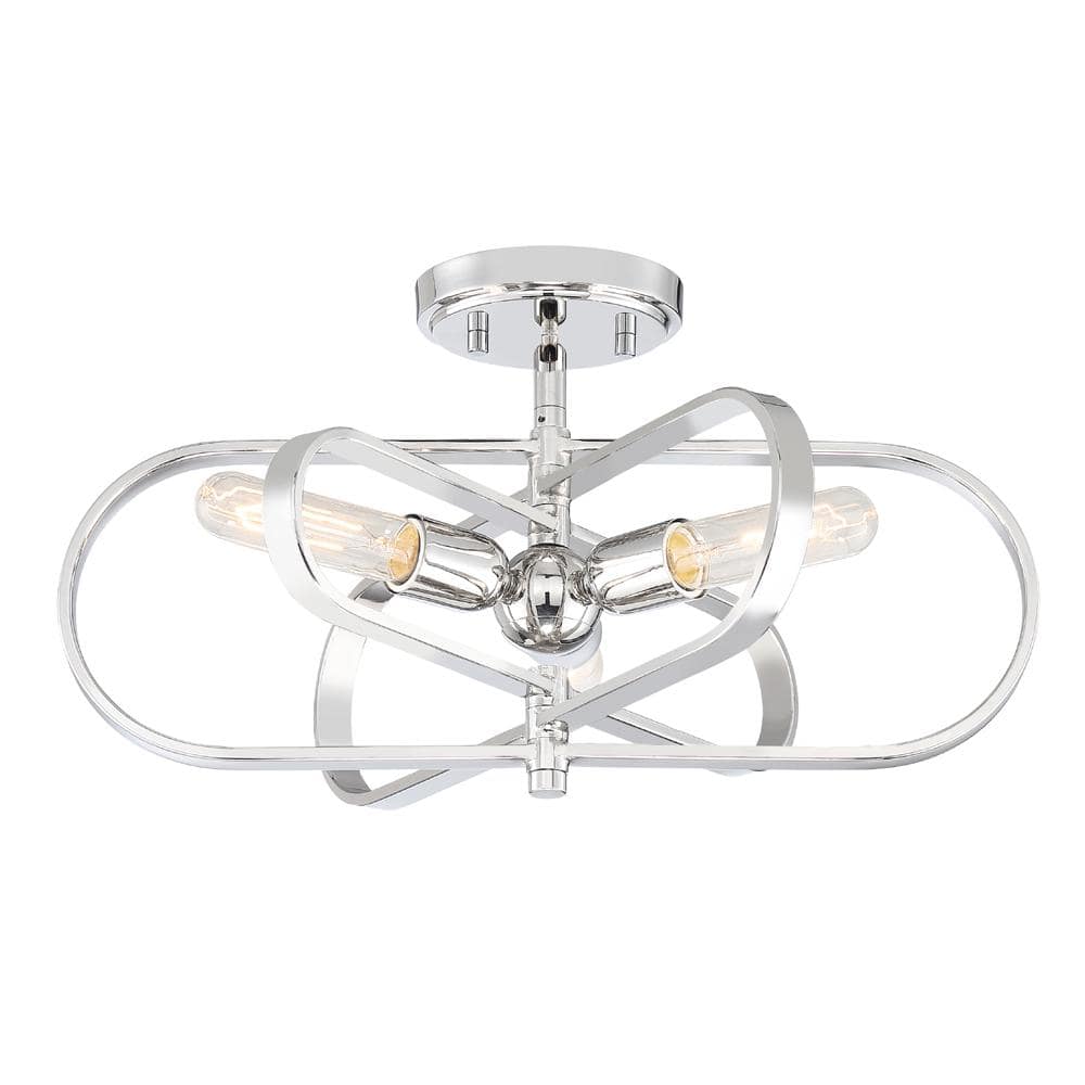 Kenzo 18 in. 3-Light Polished Nickel Transitional Entryway Semi-Flush Mount with No Bulbs Included - Hercitys