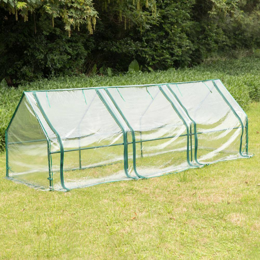 Green Outdoor Waterproof Portable Plant Greenhouse with 2 Clear Zippered Windows, Large - Hercitys