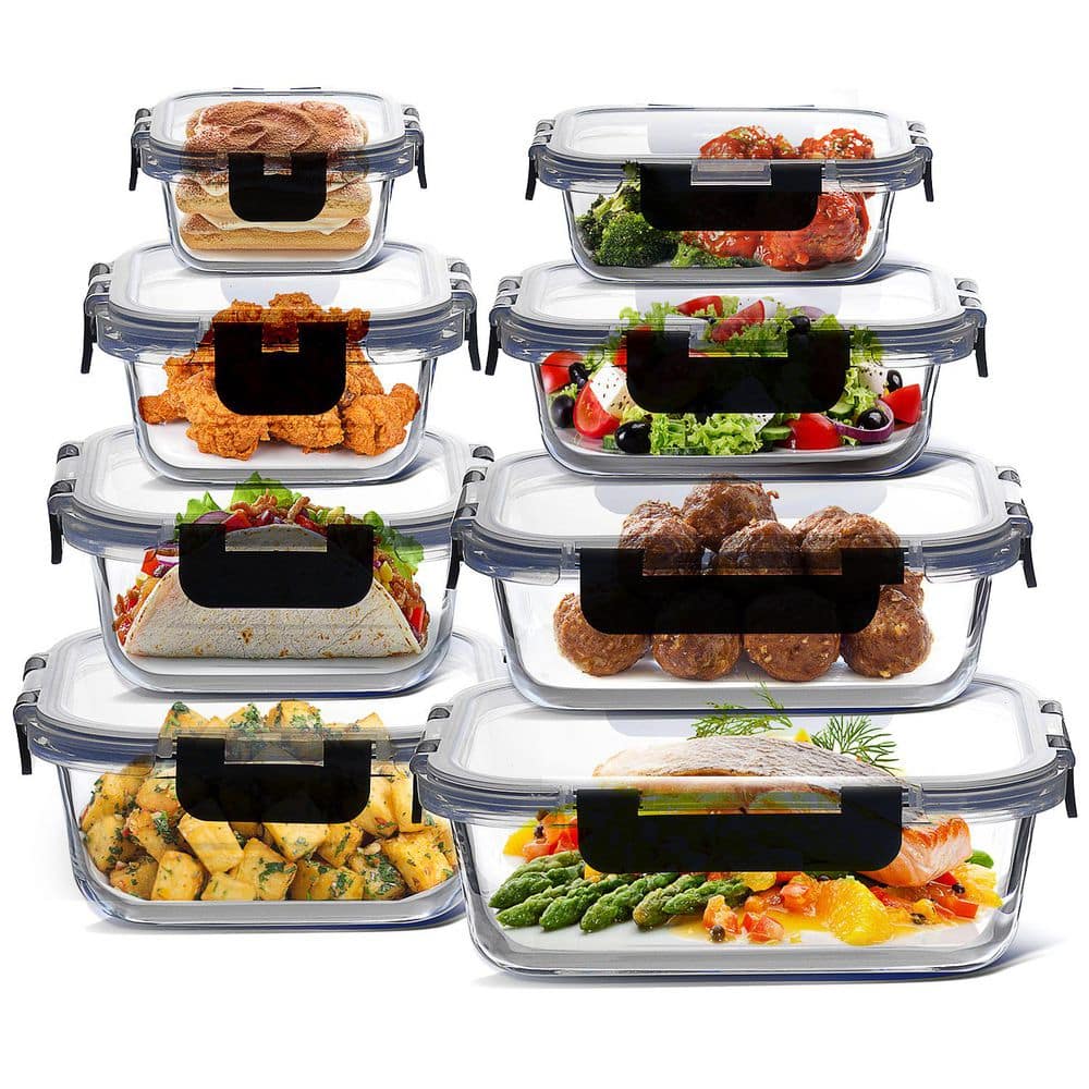 8-Pack Glass Food Storage Containers with Lids - Hercitys