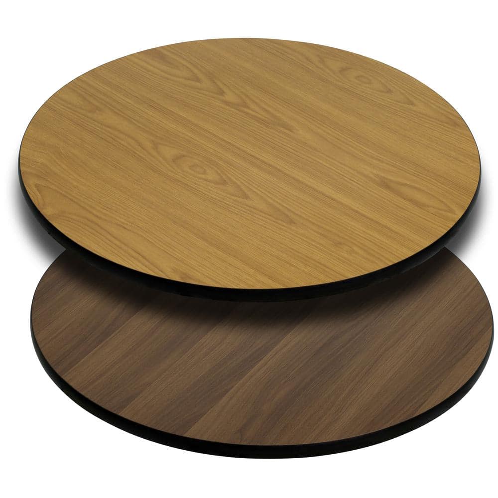 Glenbrook 36 in.  Natural or Walnut Reversible Laminate Round Table Top - Hercitys