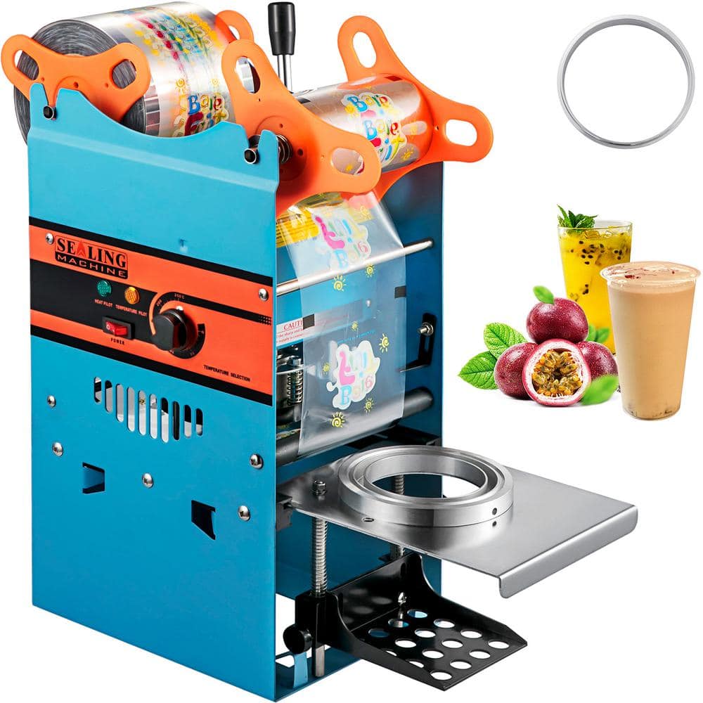 Manual Tea Cup Sealer Machine, 300-500 Cup/h Manual Boba Tea Sealer Machine, Blue Boba Tea Sealing Machine, 90/95 mm - Hercitys