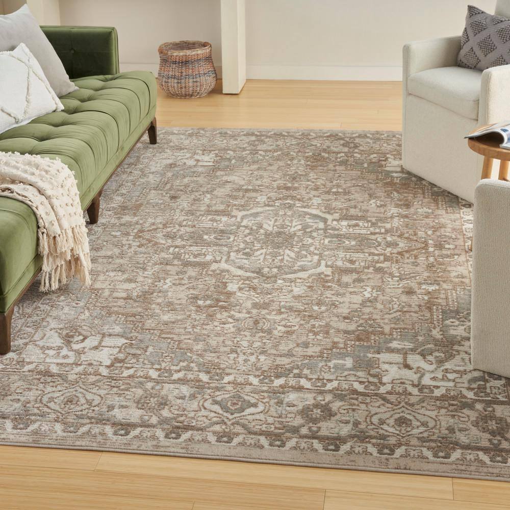 Concerto Beige 5 ft. x 7 ft. Center medallion Transitional Area Rug - Hercitys
