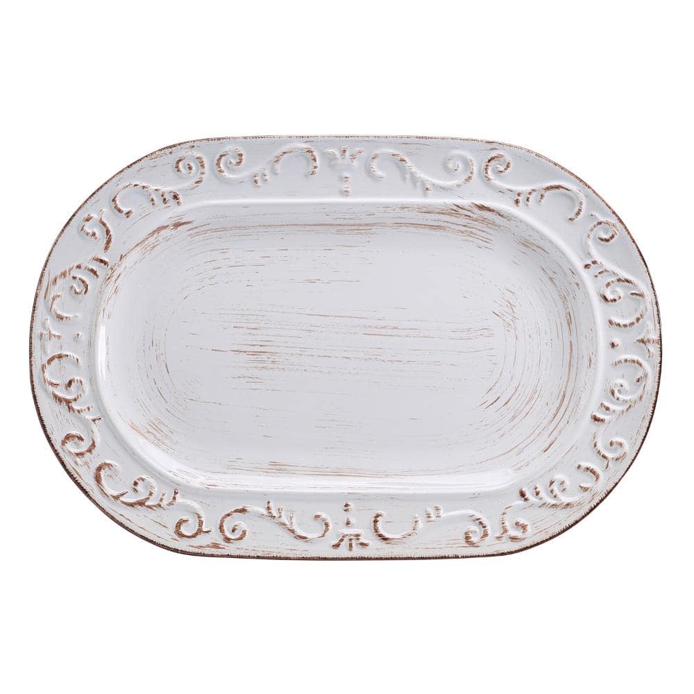 Trellis 13.8 in. Oval Stoneware Platter (Set of 1) - Hercitys