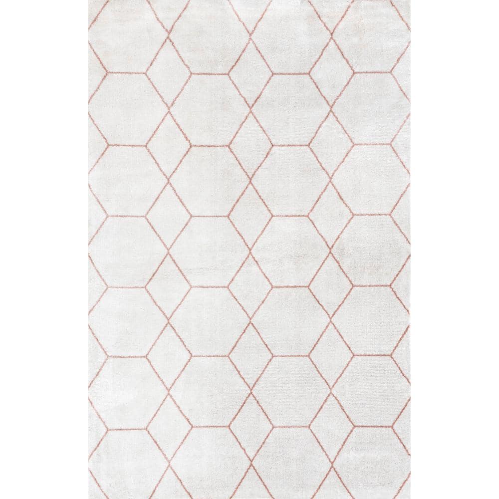 Veronica Geometric Light Pink 8 ft. 10 in. x 12 ft. Honeycomb Area Rug - Hercitys