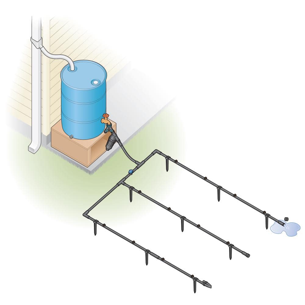 Complete Drip Kit for Rain Barrel Irrigation (for 50 Plants) - Hercitys