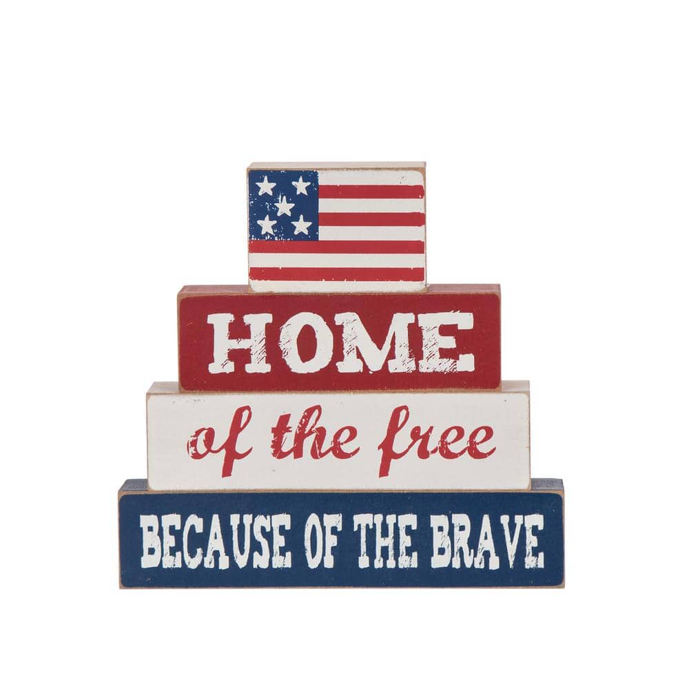 8 in. H Patriotic Wooden Table Block - Hercitys