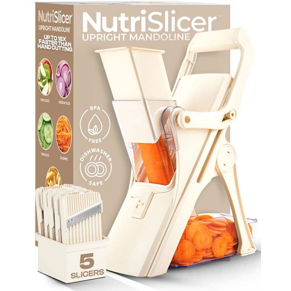 Nutri Slicer Mandoline 5-in-1 Multi-Functional Portable Countertop Kitchen Mandoline in Cream - Hercitys