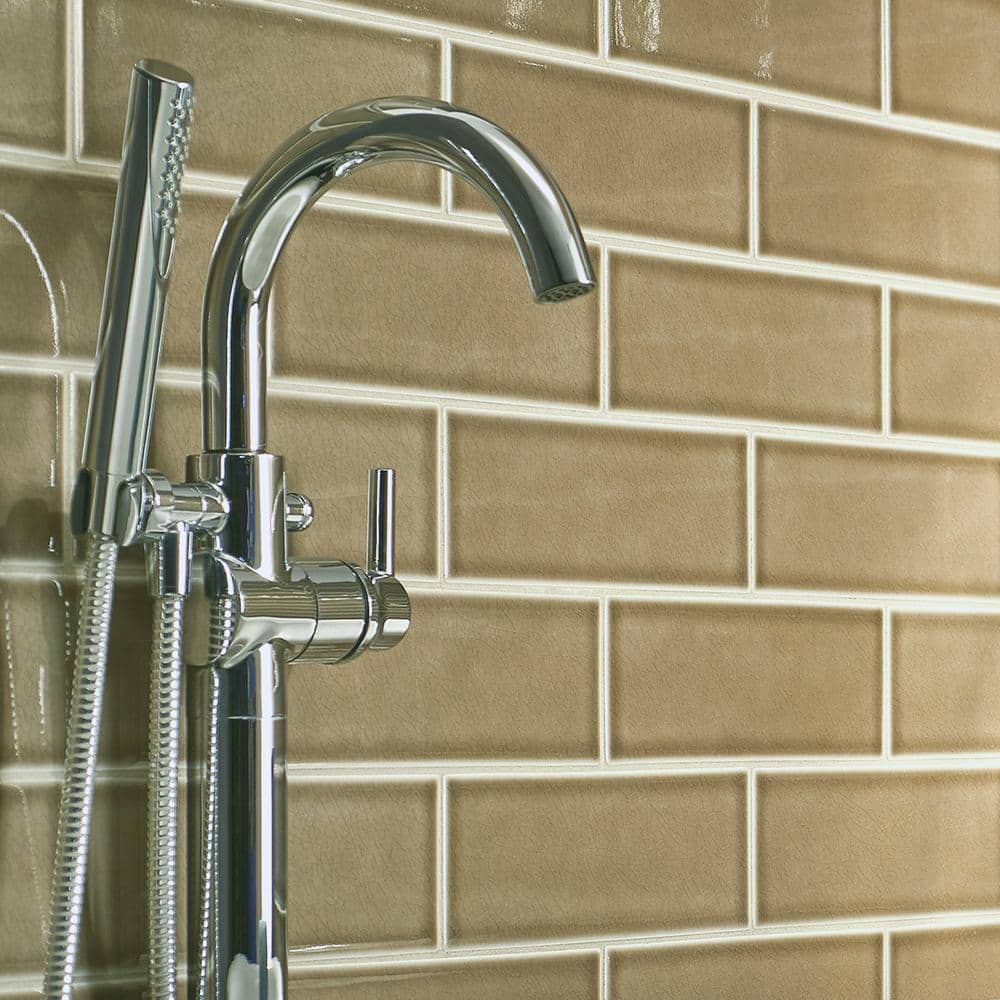 Artisan Taupe 4 in. x 12 in. Glossy Ceramic Subway Wall Tile (5 sq. ft./Case) - Hercitys