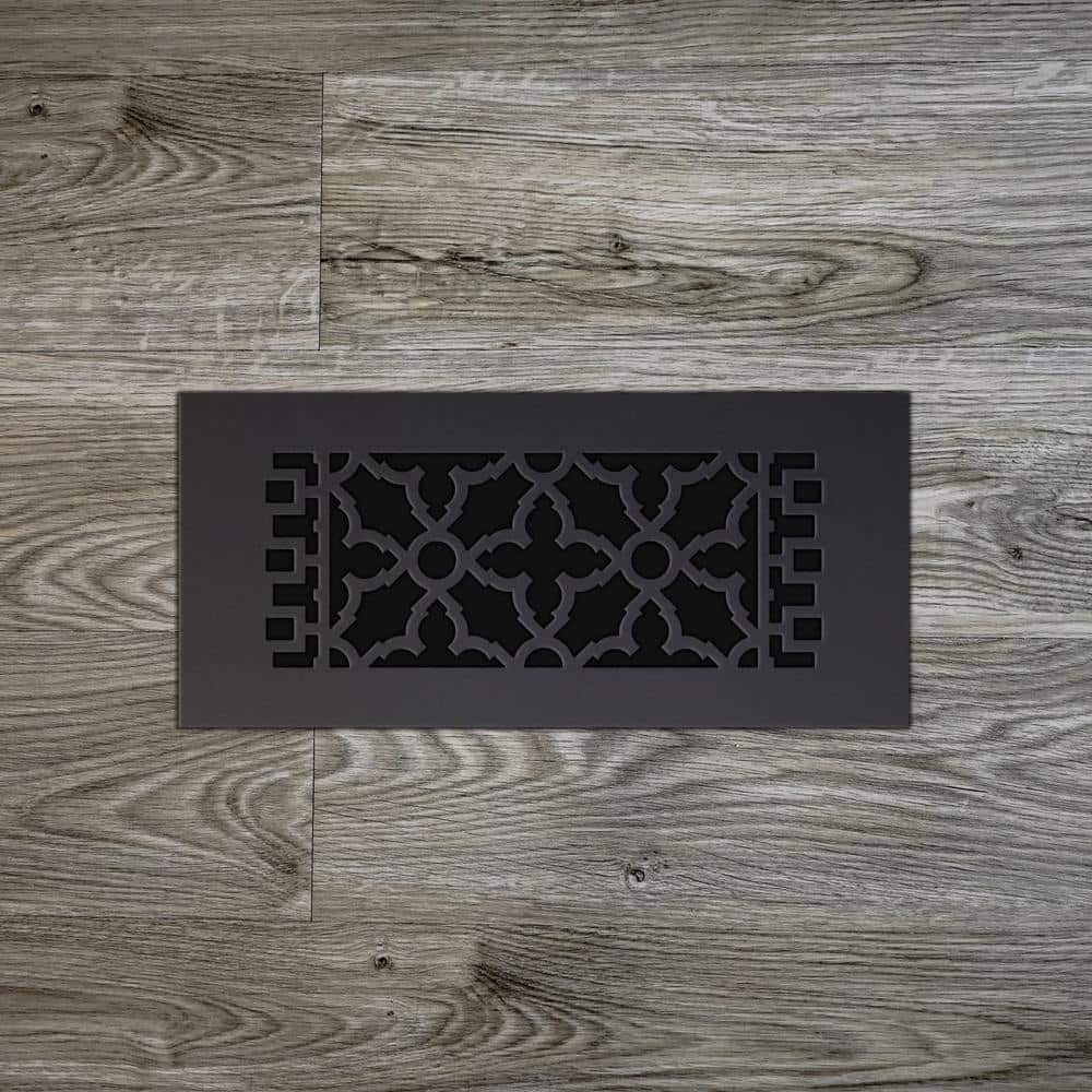 Scroll Series 4 in. x 12 in. Cast Iron Grille Black without Mounting Holes - Hercitys
