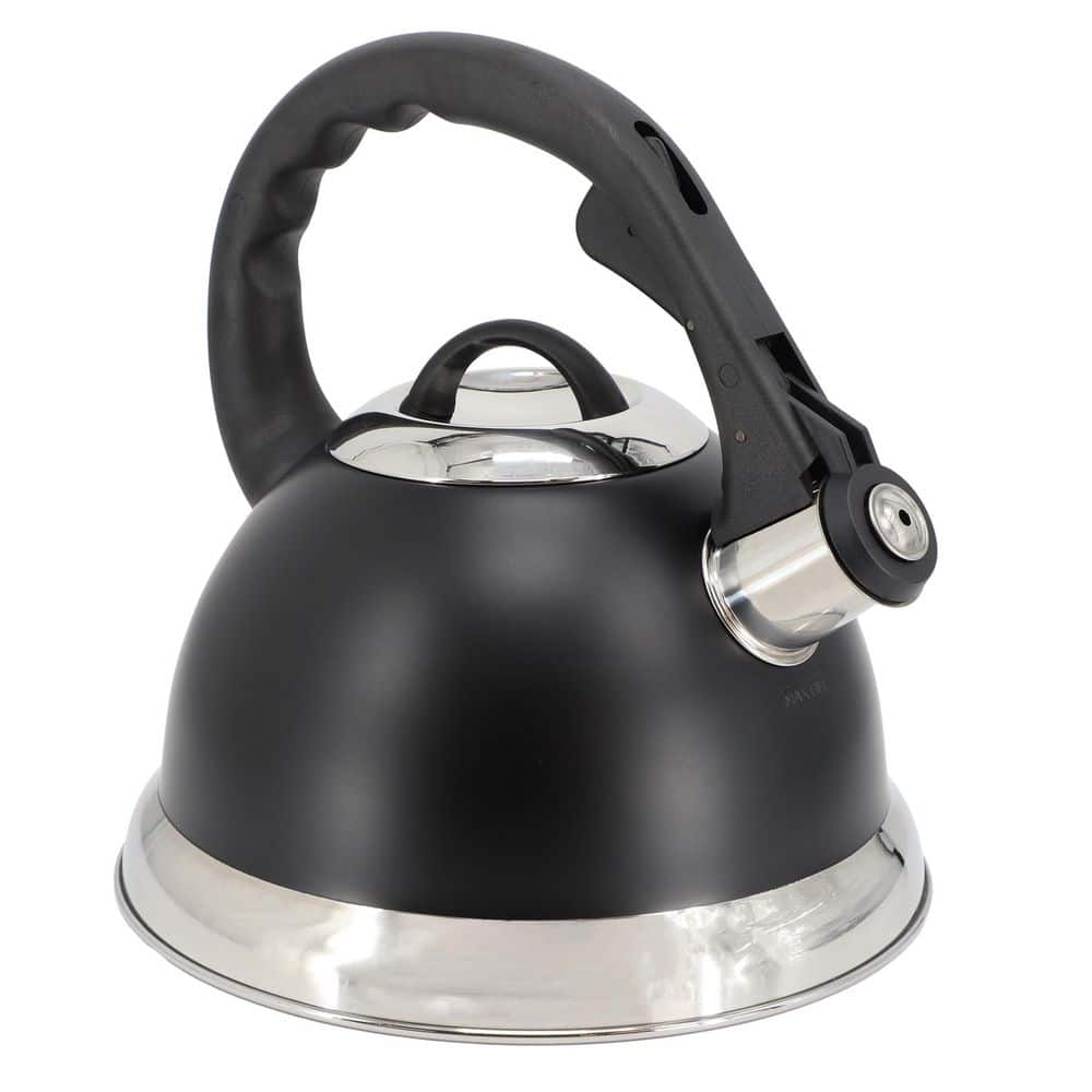 Mr. Coffee Clarefield 9 Cup Stainless Steel Whistling Tea Kettle in Black - Hercitys