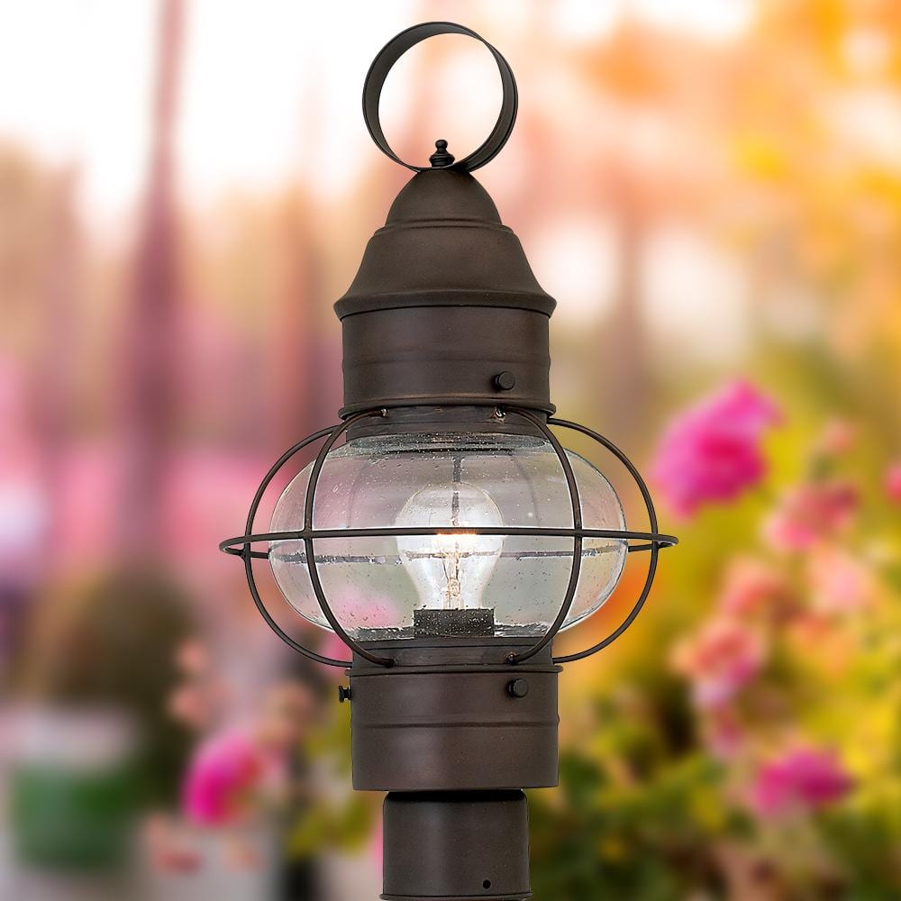 Nantucket 1-Light Rustique Steel Line Voltage Outdoor Weather Resistant Post Light with No Bulb Included - Hercitys