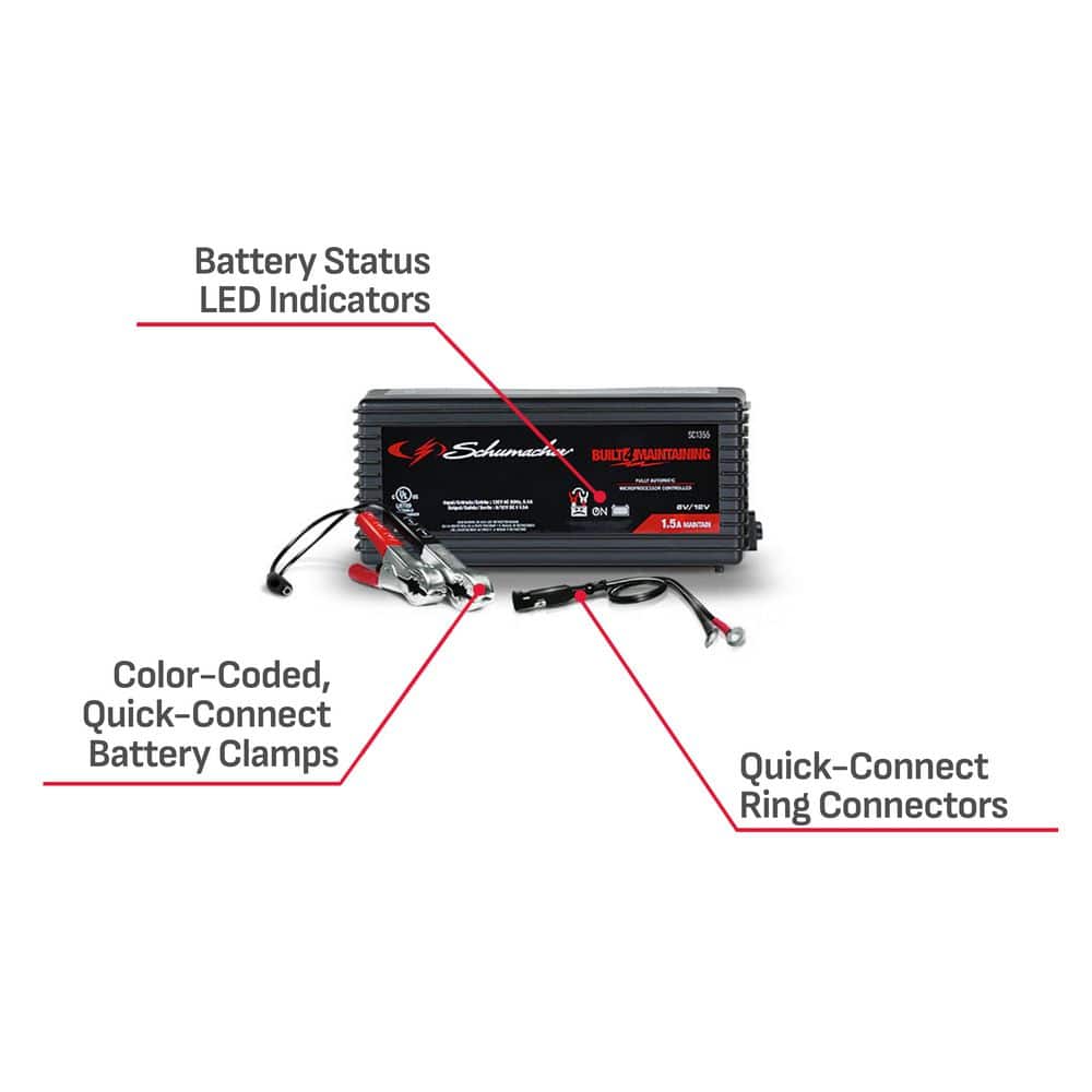 Automotive 6 Volt and 12 Volt 1.5 Amp Fully Automatic Battery Charger and Maintainer - Hercitys