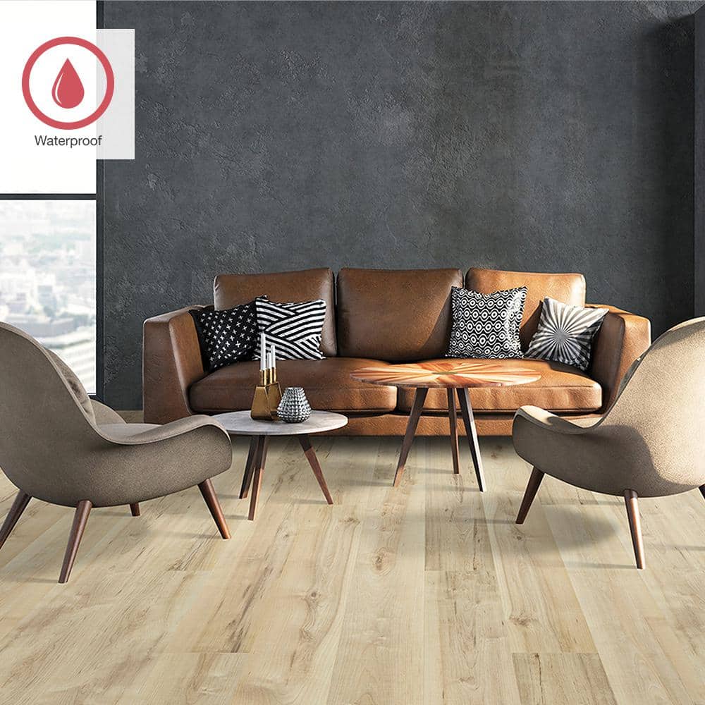 Outlast+ Buff Weathered Maple 12 mm T x 7.4 in. W Waterproof Laminate Wood Flooring (19.63 sq. ft./Case) - Hercitys