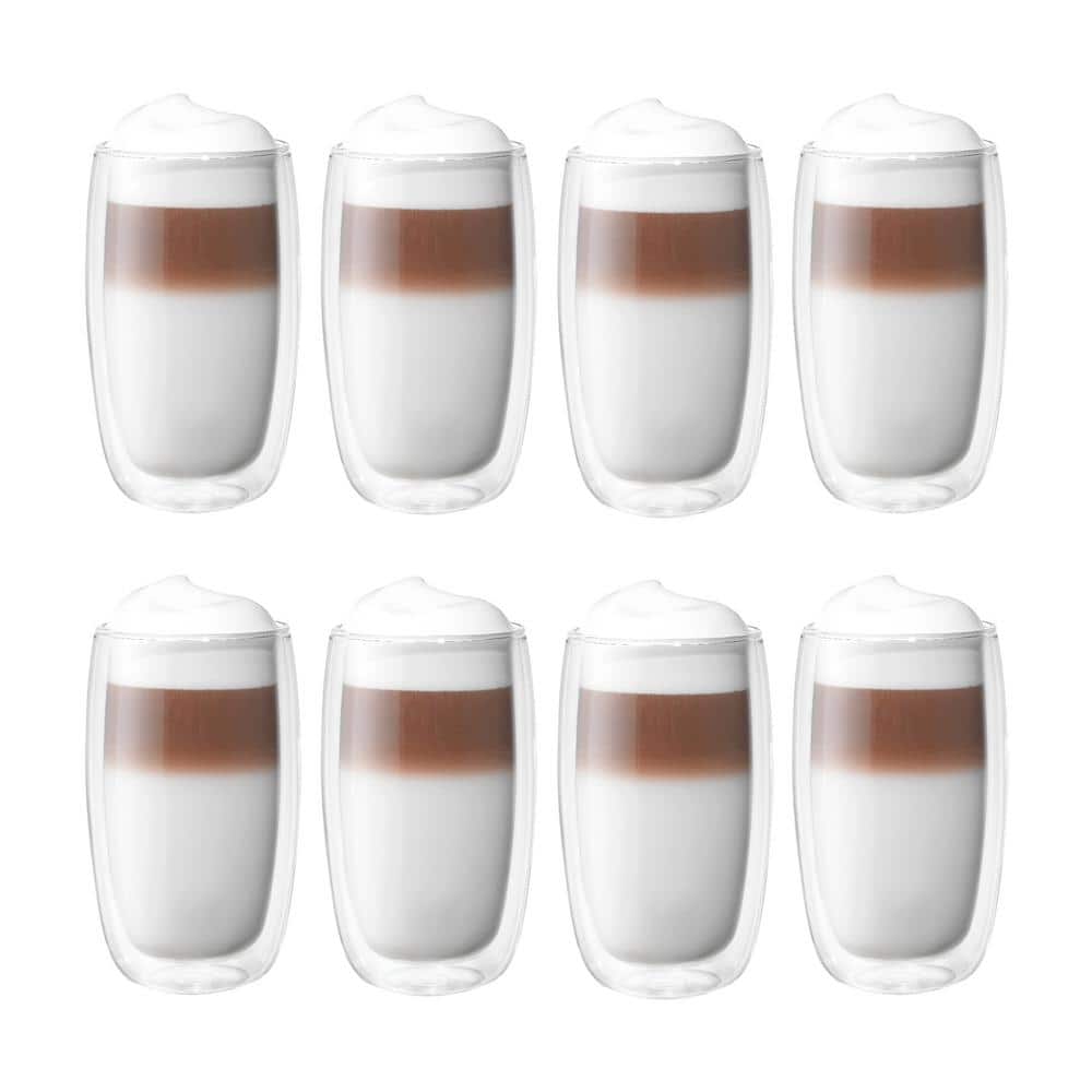 Sorrento 8-pc Double-Wall Glass Latte Cup Set - Hercitys