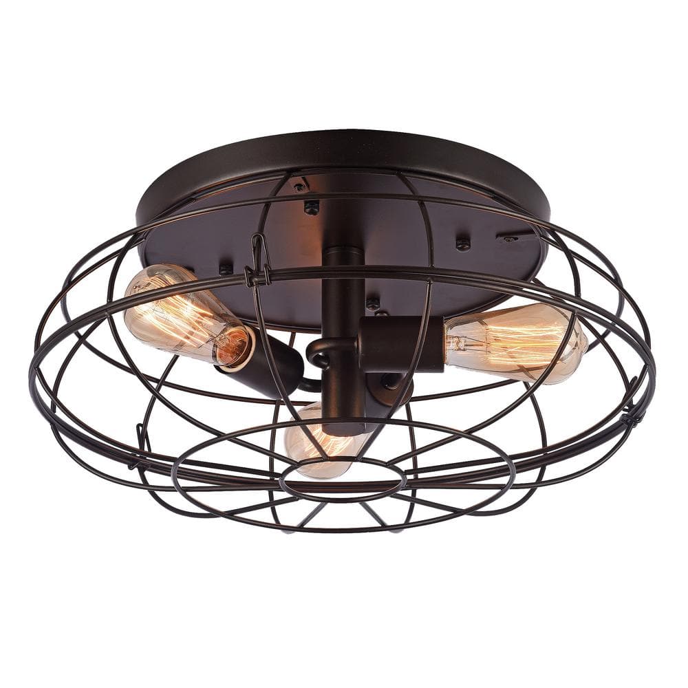 Valdemar 15 in. 3-Light Indoor Matte Black Finish Flush Mount Ceiling Lights with Light Kit - Hercitys