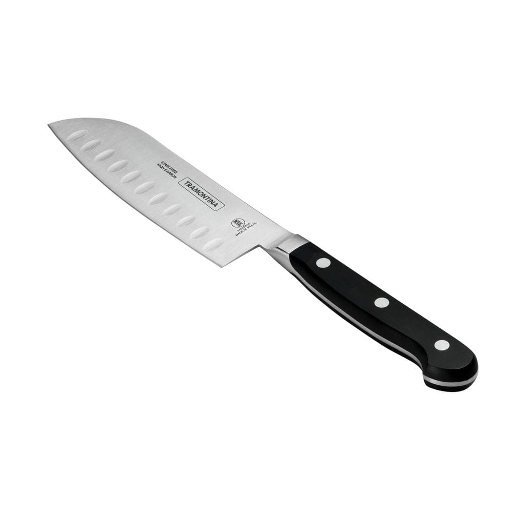Pro Series 5 Inch High-Carbon Steel Full Tang Flate-Edge Forged Santoku Knife with Nylon Handle - Hercitys