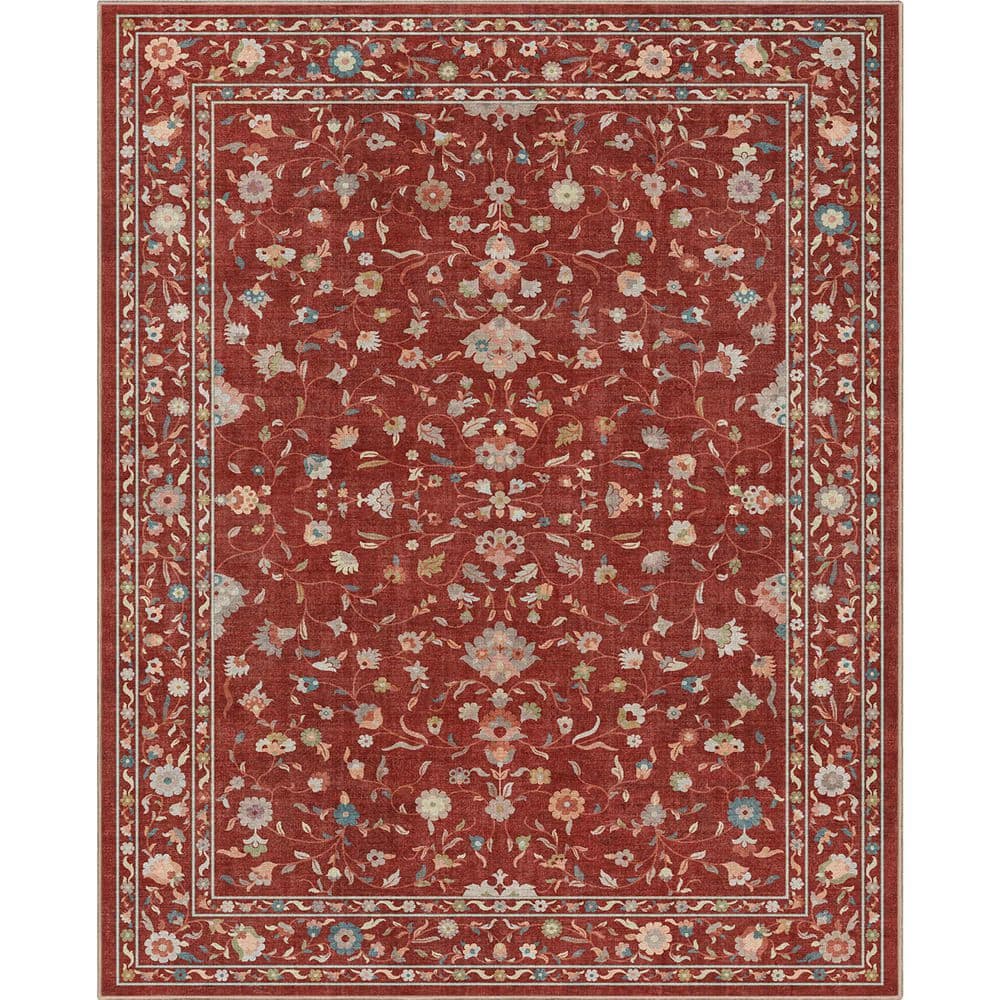 Apollo Serapi Yazd Traditioal Floral, Red 5 ft. 3 in. x 7 ft. 3 in. Area Rug - Hercitys