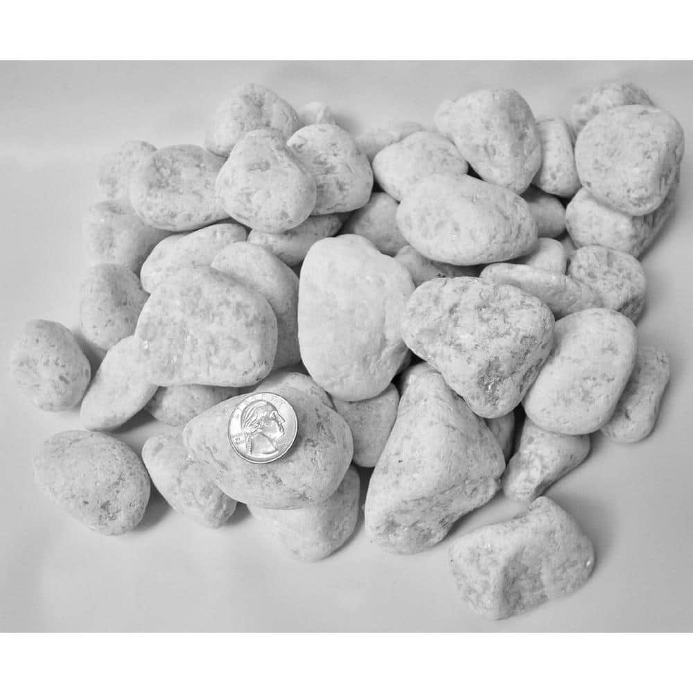 Rock Ranch 0.40 cu. Ft. 30 lbs. 1 in. to 2 in. Premium Grade-1 Tumbled White Marble Landscaping Pebble - Hercitys