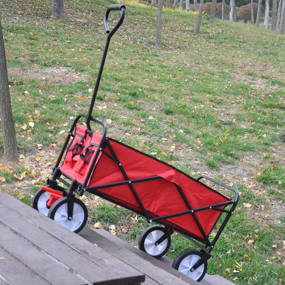 Red Folding Wagon Garden Shopping Beach Cart - Hercitys