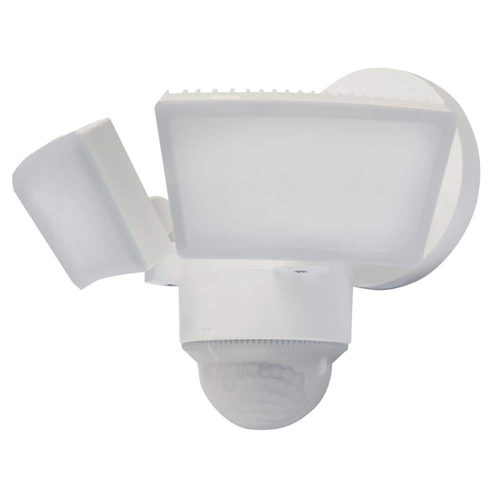 LM-1811-WH, 75-Watt, 1100 Lumens, 180-Degree, White, Motion Sensing Dusk to Dawn, Integrated LED, Flood Light, Each - Hercitys
