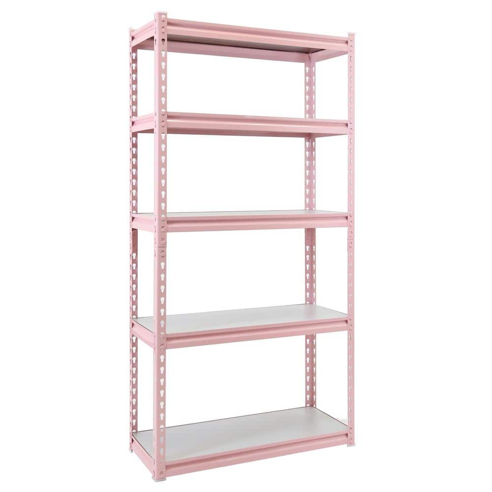 Pink 5-Tier Boltless Tier Height Adjustable Steel Garage Storage Rack Shelving Units (36 in. W x 18 in. D x 72 in. H) - Hercitys