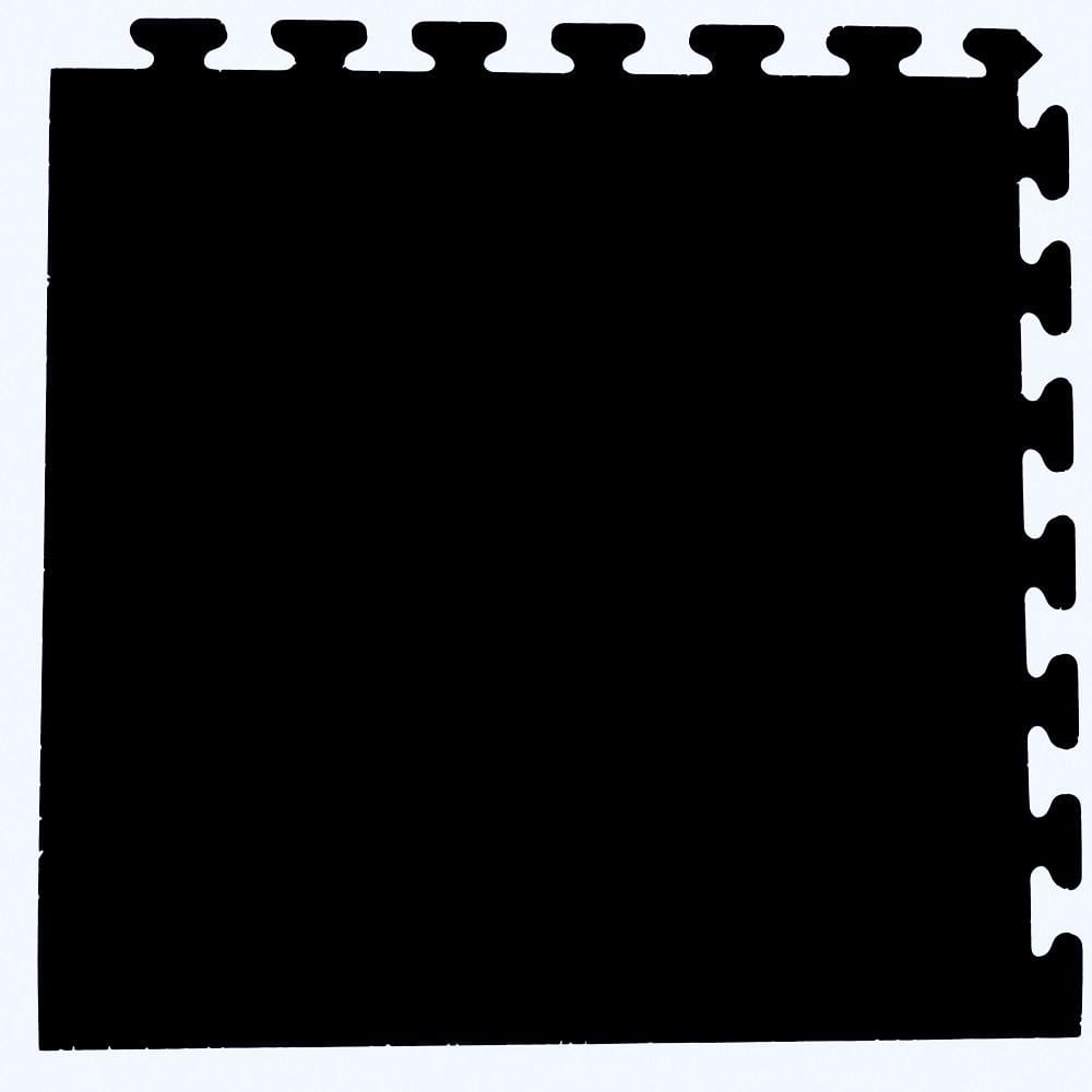 Solid Black 24 in. x 24 in. Finished Corner Recycled Rubber Floor Tile (16 sq. ft./ case) - Hercitys