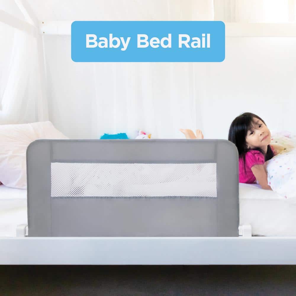 Swing Down Baby Bed Rail, For Kids and Single Mattresses, Secure Locking, 35.4 in. W by 17.7 in.  tall - Hercitys