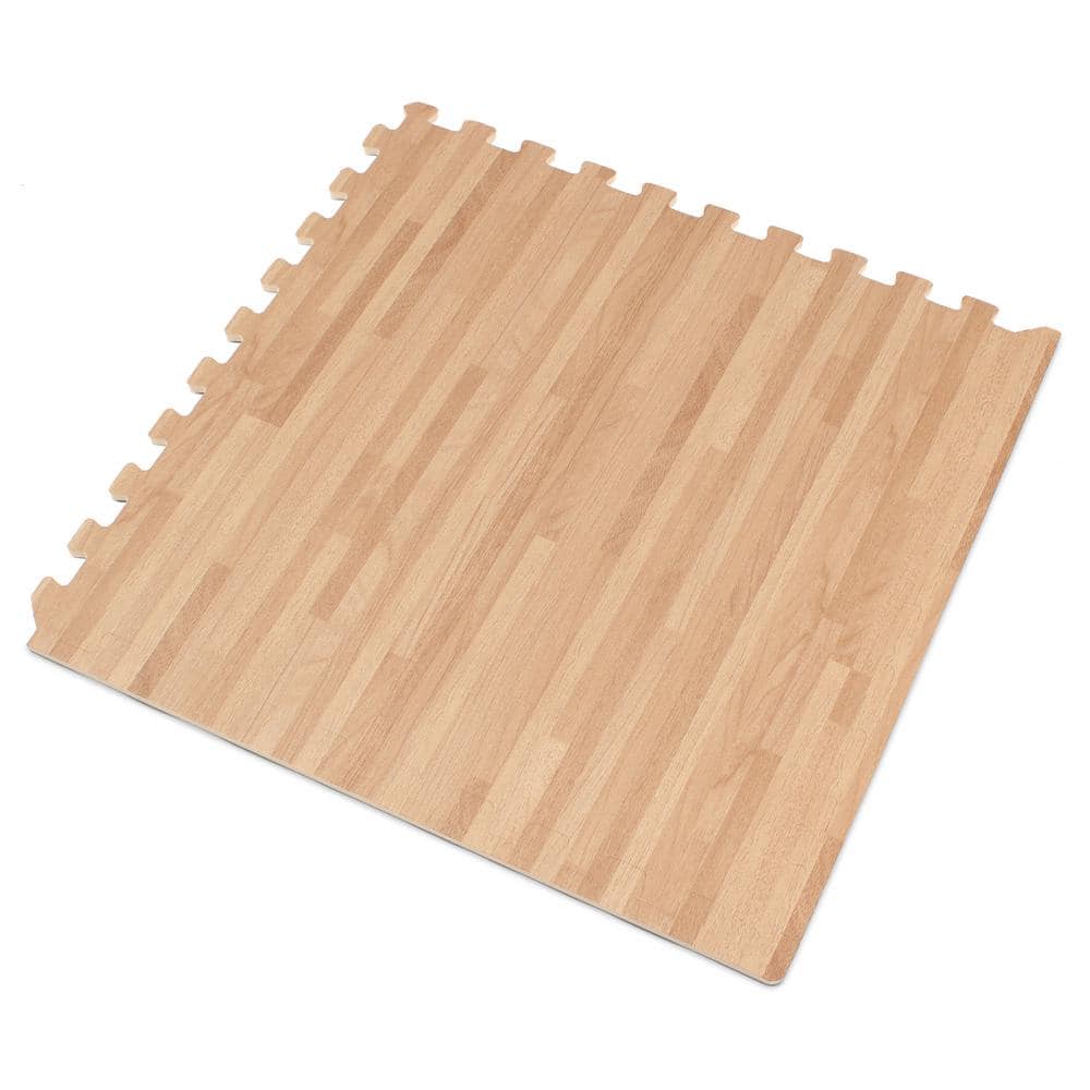 White Oak Printed Wood Grain 24 in. x 24 in. x 3/8 in. Interlocking EVA Foam Flooring Mat (24 sq. ft. / pack) - Hercitys