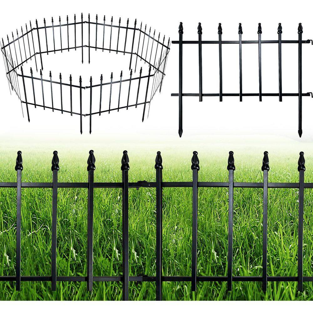 Decorative Metal Garden Fence Panels 18 High Rustproof Animal Barrier for Dog Pet Outdoor Patio Border 5 Pack - Hercitys