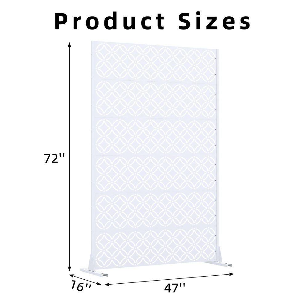 72 in. x 47 in. White Galvanized Steel Garden Fence - Hercitys
