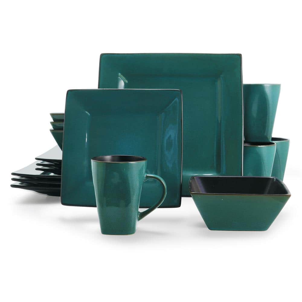Kiesling 16-Piece Casual Black and Blue Stone Dinnerware Set (Service for 4) - Hercitys
