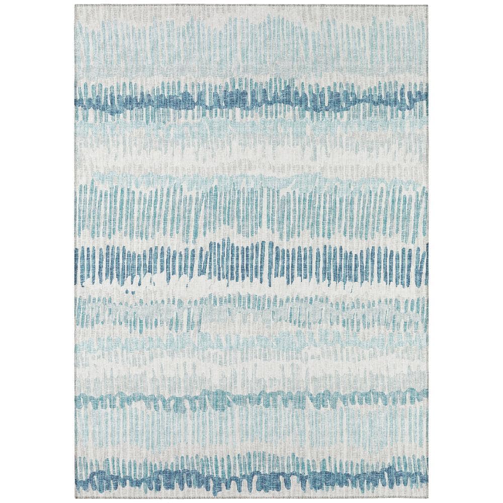 Rylee Blue 5 ft. x 7 ft. 6 in. Geometric Indoor/Outdoor Area Rug - Hercitys