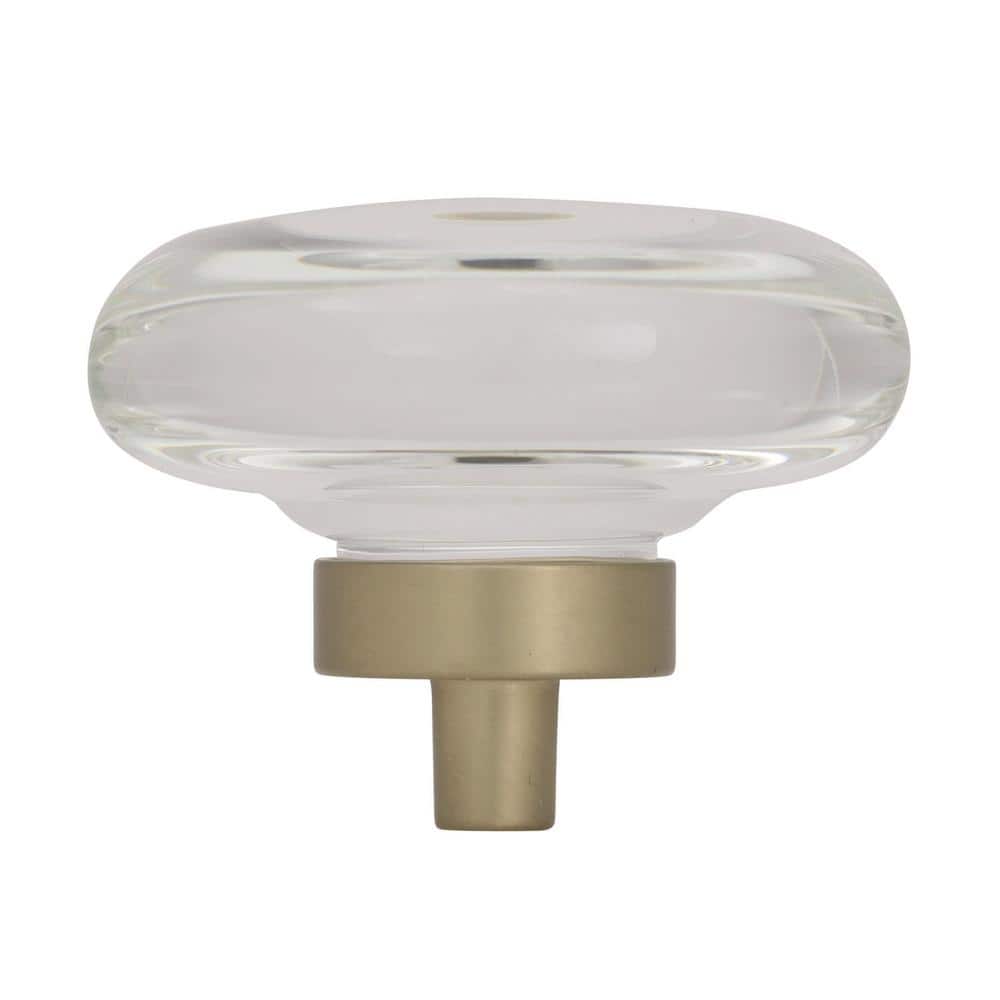 Glacio 1-3/4 in. (44mm) Modern Clear/Golden Champagne Round Cabinet Knob - Hercitys