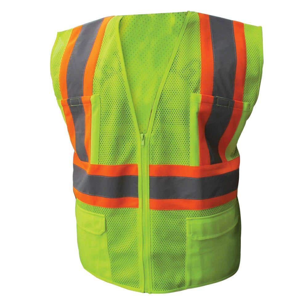 Size 5X-Large Lime ANSI Class 2 Poly Mesh Safety Vest - Hercitys