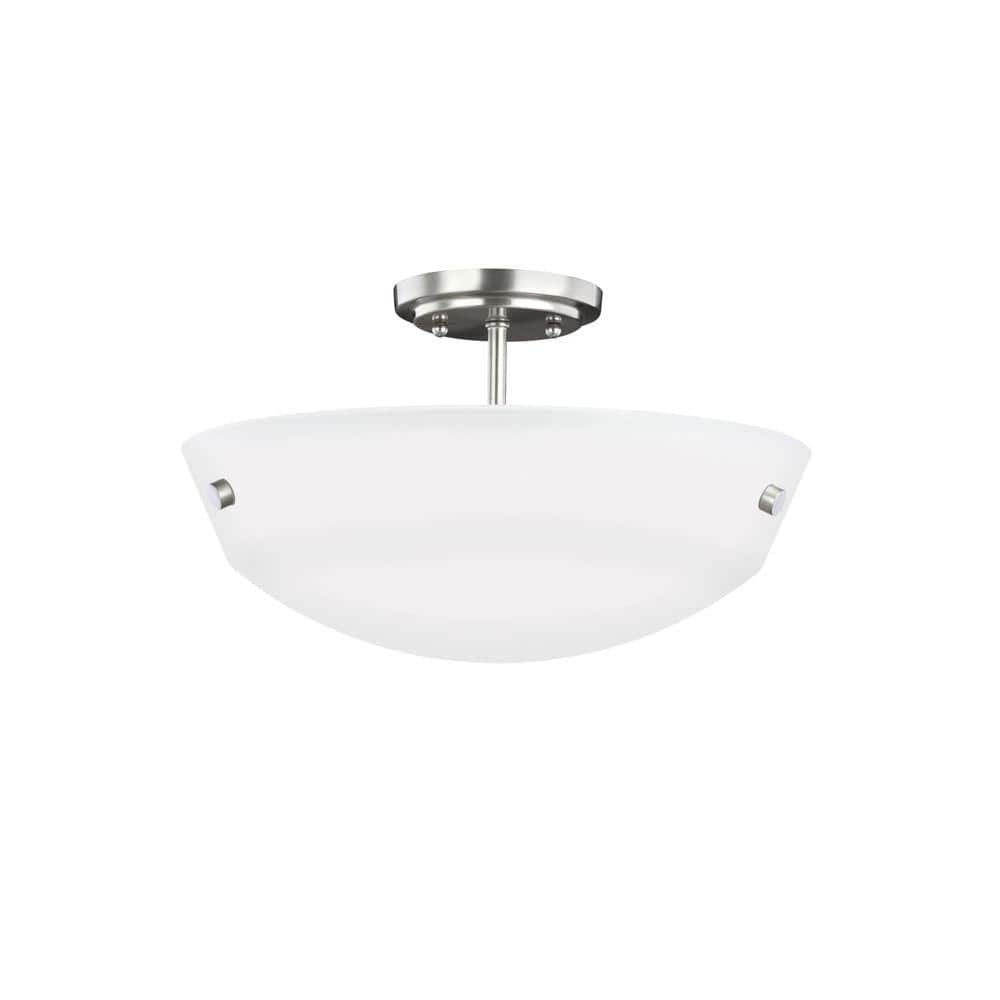 Kerrville 15 in. 2-Light Brushed Nickel Semi-Flush Mount Convertible Pendant - Hercitys