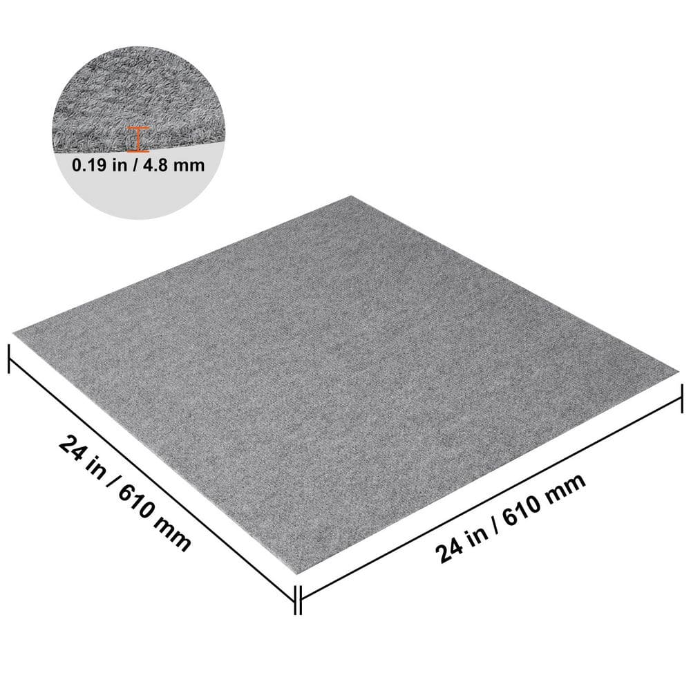 Carpet Tiles Gray 24 in. x 24 in. Self Adhesive Carpet Tile Square Padded Peel and Stick Carpet Tiles 36 sq. ft. - Hercitys