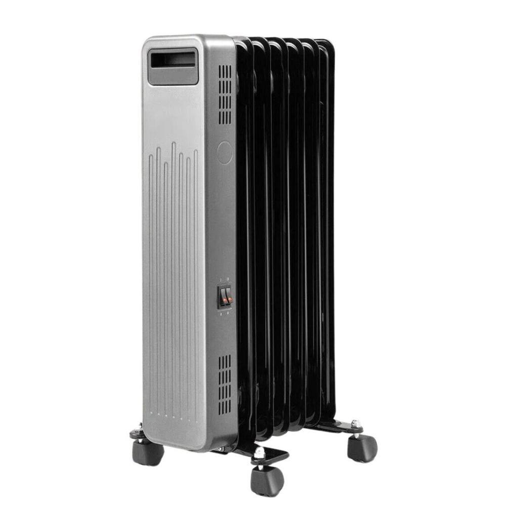 Portable Electric Oil-Filled Radiator Space Heater, Convection, Warm-Air Heating, 1500W, 3-Heat Setting and Wheel, Black - Hercitys