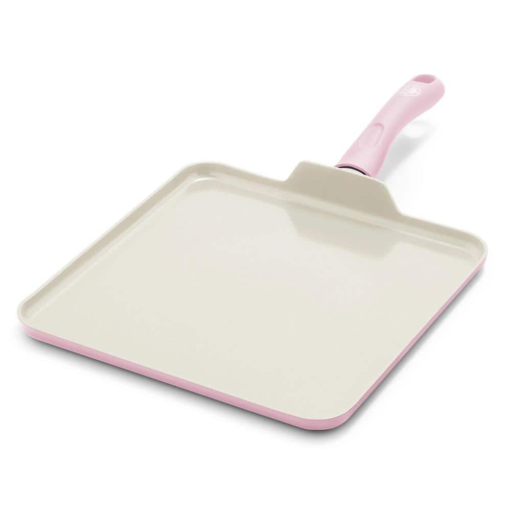 Soft Grip 11 in. Soft Pink Healthy Ceramic Nonstick Griddle Pan - Hercitys
