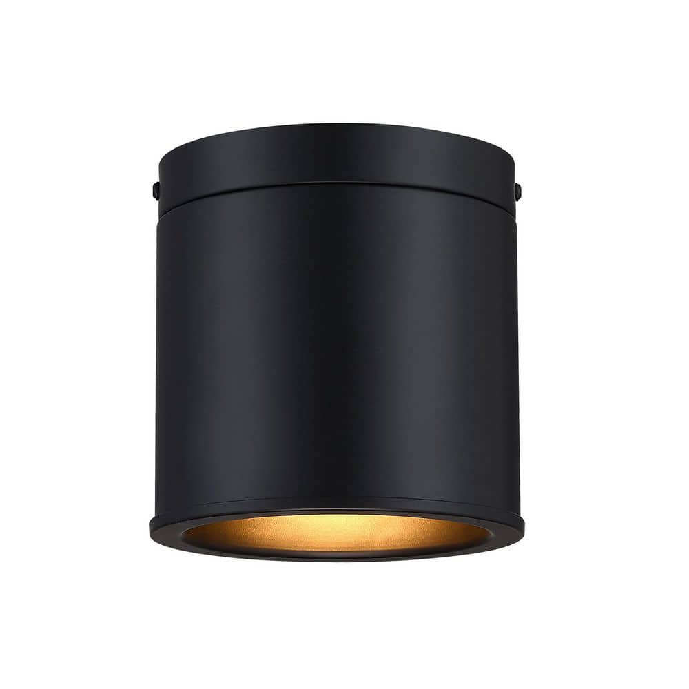 Fleur Oasis 6 in. Matte Black Modern Flush Mount with Metal Shade for Hallways - Hercitys