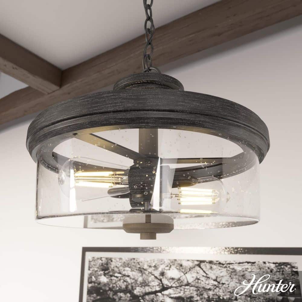 River Mill 15 in. 2-Light Rustic Iron Semi-Flush Mount - Hercitys